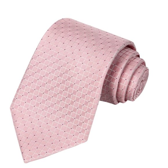 Brand New! KissTies Pink Checkered Tie & Pocket Sq - Picture 1 of 3